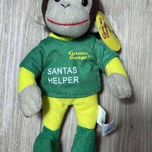 NWT Vintage Curious George 8” Santa’s Helper Animal Toy